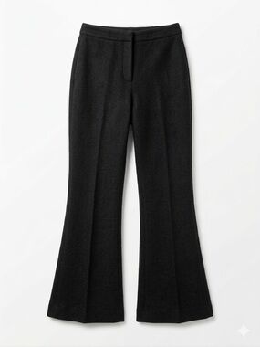 Massimo Dutti Black Boot-Cut Flare Trousers - Felt-like material